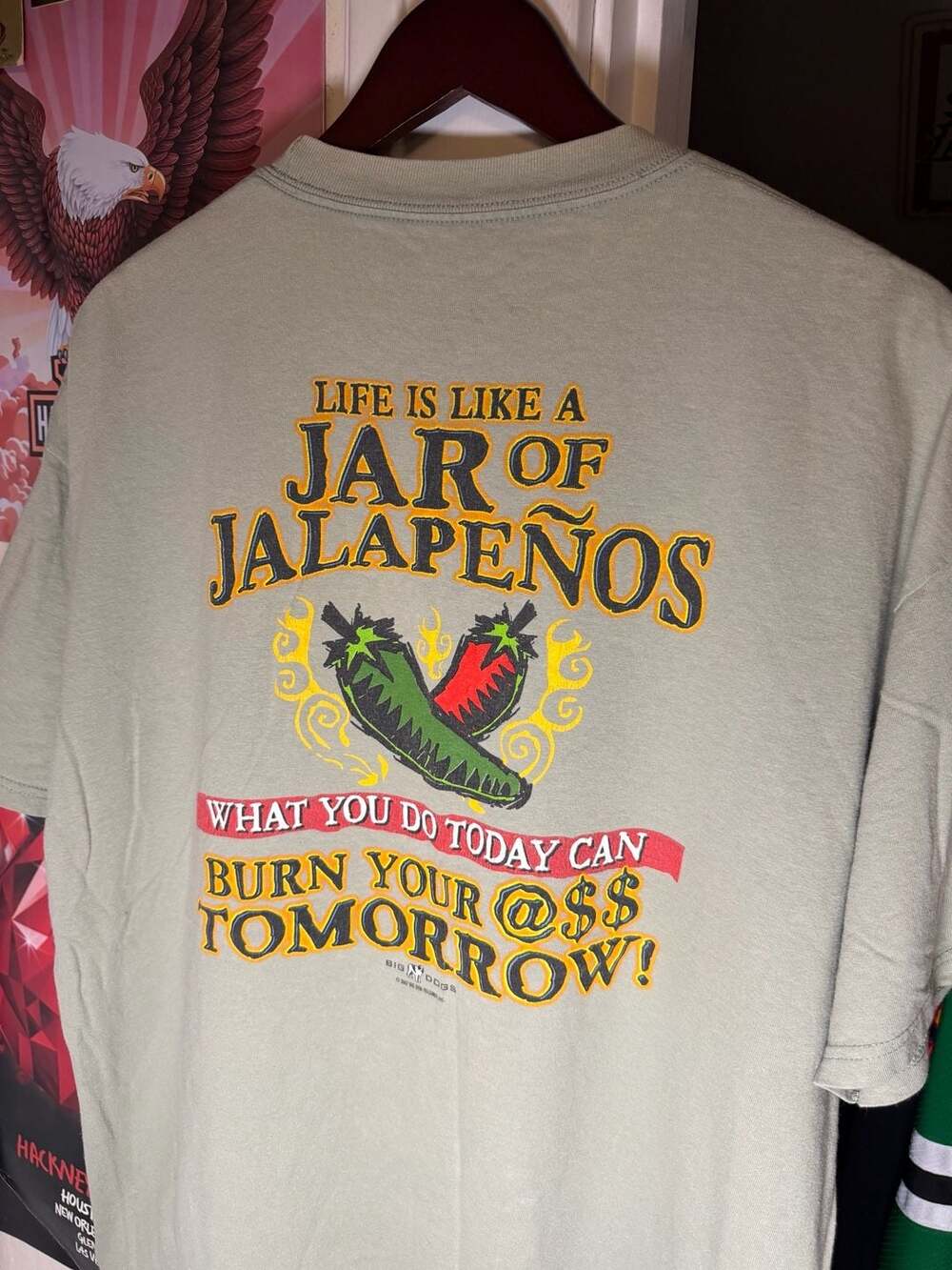 Vintage Big Dogs Life Is Like A Jar Of Jalapenos Funny Graphic T-Shirt Size XL